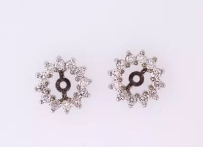 $307.12 • Buy NEW 14k White Gold 0.42ctw Round Brilliant Diamond Earring Halo Jackets (G, I1)