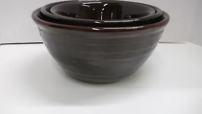 Mar-crest Stoneware Oven-proof  Daisy Dot Mixing Bowls Brown 7 8 9  • $26.99