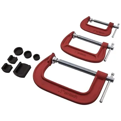 3pc HEAVY DUTY G - CLAMP SET 2  3  4  JAW PADS CLAMPS 50mm 75mm 100mm WOODWORK • £7.59