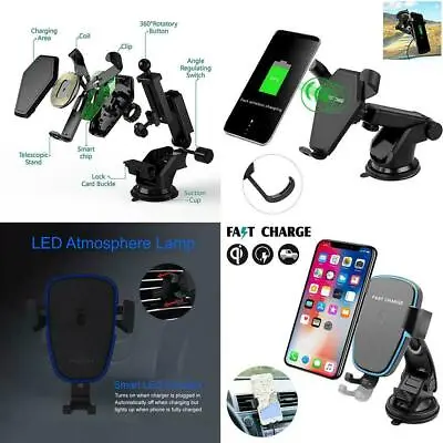 Qi Wireless Car Fast Charger Charging Mount Holder For IPhone 11 PRO MAX 8 7 6+ • $33.11