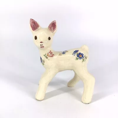 California Pottery Deer Figurine Floral 5” Vintage • $18.99