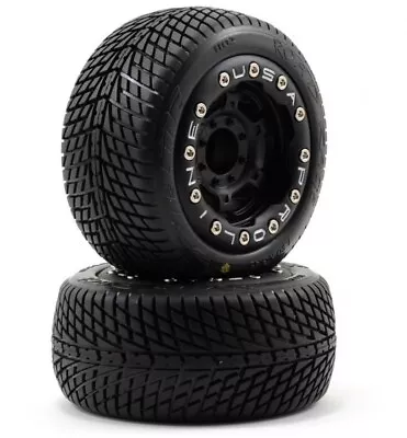 RC Proline Road Rage Street Tires W/ Black Titus Bead-Loc Wheels For 1/16 E-Revo • $38