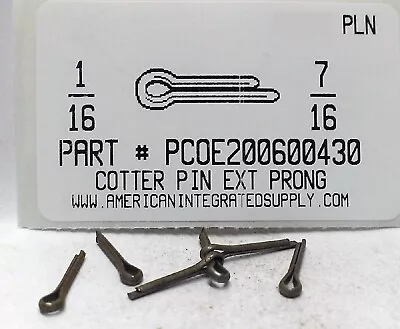 1/16x7/16 Cotter Pin Extended Prong Steel Plain (100) • $8.75