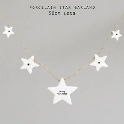 East Of India Porcelain Star Merry Christmas Garland • £12.99