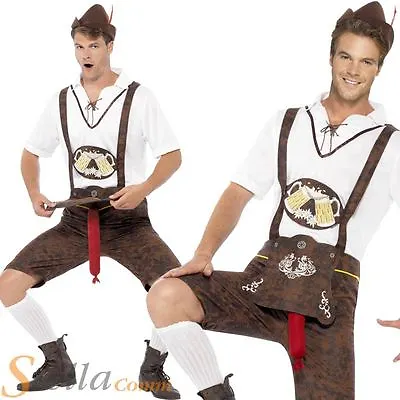 £31.49 • Buy Mens Brad Wurst Oktoberfest Beer Man German Lederhosen Fancy Dress Costume