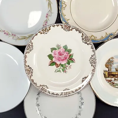 Vintage Mismatched China Dessert Plates Multicolor Assorted Patterns Set Of Six • $25.99