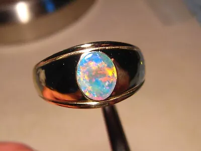 Opal Men's  Ring   9 Grams Of  Solid 14k Yellow Gold  -  Natural Australian Gem • $1400