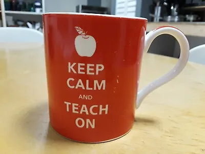  Keep Calm And Teach On  Red With White Letters Mug Coffee Cup Teacher Gift • £4.73