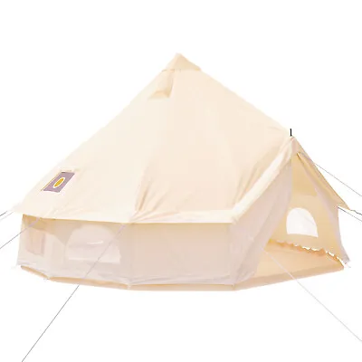 VEVOR 3m Bell Tent Canvas Tent Waterproof Outdoor Glamping Tent W/ Stove Hole • £249.59