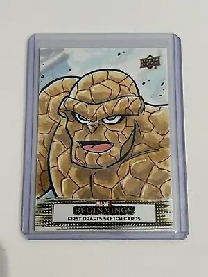 2022 UD Marvel Beginnings First Draft Sketch Card The Thing By Gordon Mills 1/1 • $279.99