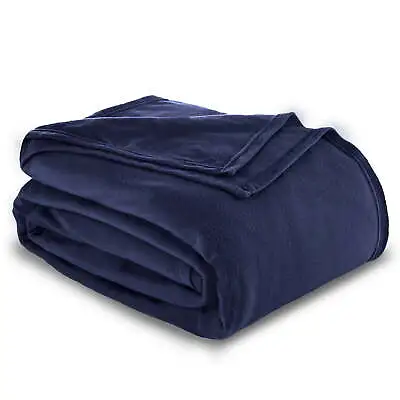Vellux Fleece Blanket King Size Bed Blanket Navy Blanket (108x90 Inches Navy) • $26.30
