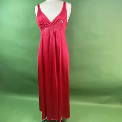 Vintage Vanity Fair Silky Reddish Pink Full Length Slip Dress Lingerie Size M • $25