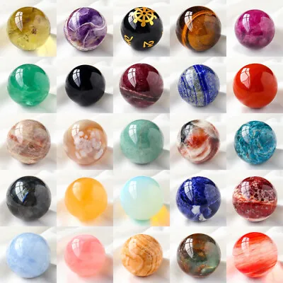 40MM Wholesale Lots Mix Natural Gemstone Sphere Crystal Ball Reiki Healing Globe • $17.59