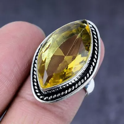 Natural Citrine Gemstone Handmade 925 Steling Silver Jewelry Ring Size 7 Gift Z9 • £9.72