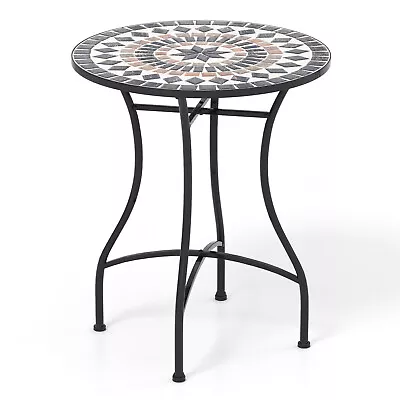 24 Inch Patio Bistro Table W/ Ceramic Tile Tabletop Heavy-Duty Metal Structure • $84.99