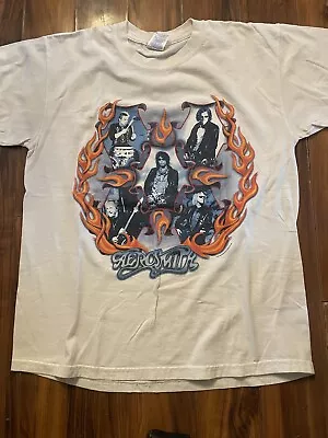 Vintage Aerosmith Y2K Rock Concert Tour Band White Double Sided Size - L • $24.99