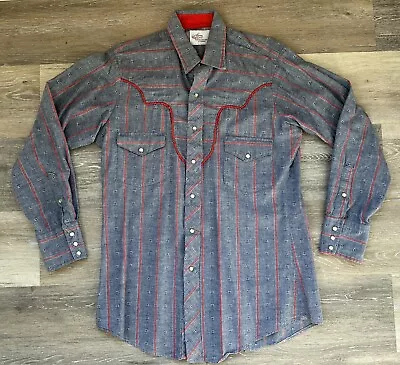 Kenny Rogers Western Shirt Karman Long Sleeve 15 Neck 33 Length Vintage 1970s • $24.99