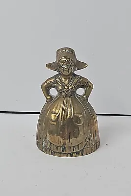 Vintage Solid Brass Bell Girl Lady W/ Dress Bonnet Victorian Farm Cottage Core • $11.99