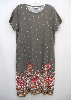 J. Jill Gray Floral Cotton Shift Dress Size Medium • $19.99