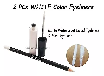 2 PCs WHITE Eyeliners - Waterproof Liquid Matte Finish Eyeliner & Pencil *NEW* • $7.99