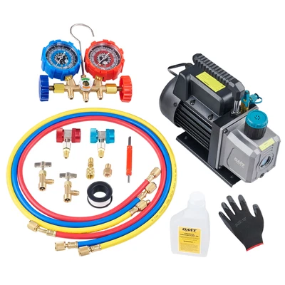 $99.89 • Buy OMT 1/4hp 3.5cfm Combo AC Manifold Gauge Air Vacuum Pump Set For Home Auto HVAC