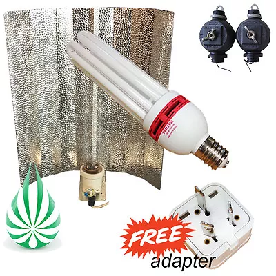 Hydroponics Cfl Reflector Energy Saving Grow Light With Hanger And Adapter Combo • $70.20