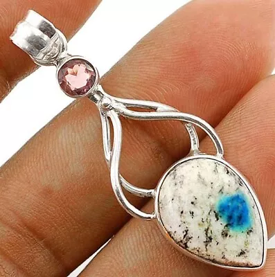 Natural K2 Granite With Azurite 925 Sterling Silver Pendant Jewelry K16-8 • $10.99