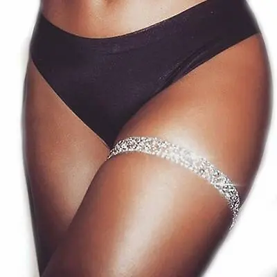 Shiny Women Leg Thigh Chain Rhinestone Crystal Bikini Beach Body Chain Jewelry • £5.50