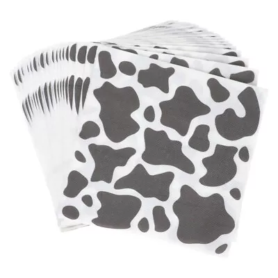  100 Sheets Cow Print Party Supplies White Table Decor Cows Pattern Napkin Paper • £16.38