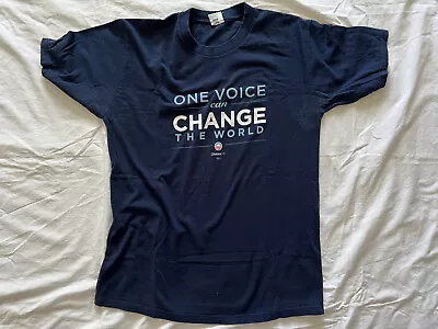 BARACK OBAMA  '08 Navy Blue “One Voice Can Change The World” T-Shirt MEDIUM • $8