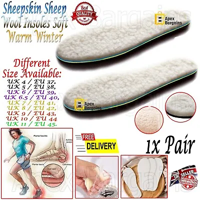 Sheepskin Sheep Wool Insoles Soft Warm Winter Thick Inner Soles Shoes Pads Sizes • £3.74