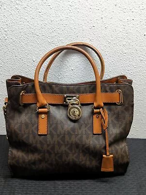 Michael Kors Hamilton Signature Monogram Chain Shoulder Bag Brown • $40