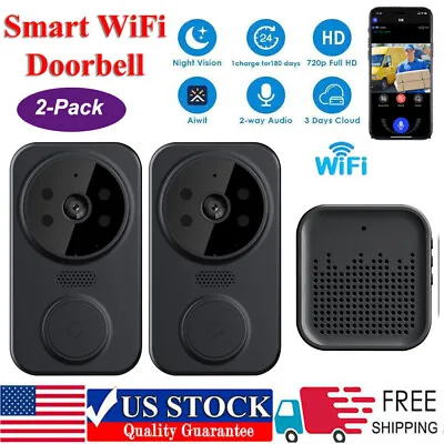 2pcs Smart Wireless WiFi Doorbell Intercom Video Camera Security Ring Bell Chime • $23.99