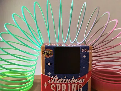 Plastic 6.5cm Rainbow Spring Slinky Toy Type Springy Classic Kids Gift • £3.99