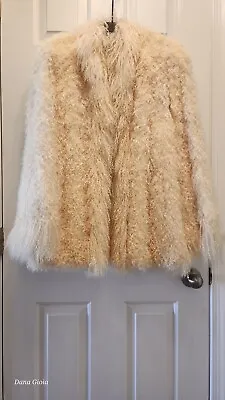 TIBETAN MONGOLIAN LAMB Ladies Off White Coat SHERMAN FURS Inc.  Vintage Med EUC • $390