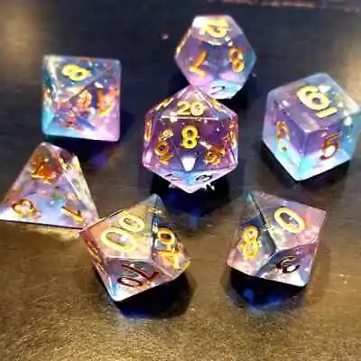 Enchanted Starlight 7 Dice Precision Edged Set RPG DnD Dungeons Dragons D20 AD&D • $14.95