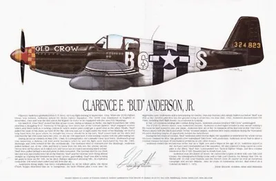 P-51 Mustang Signed By Mustang Ace Bud Anderson Aviation Artist E. Boyette • $65