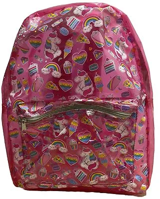 Unicorn Sweets Translucent Pink Backpack School Bag Kindergarten Preschool • $25.60