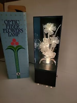 Vintage Fiber White Optic Color Changing Flowers Light With Music Box WORKS GOOD • $39.95