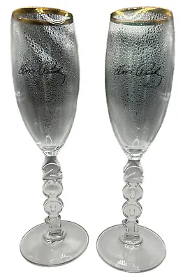 Elvis Presley 2001 Tall Champagne Flute Crystal Clear Gold Rim • $22.99