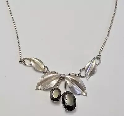 Vintage Van Dell Sterling Silver Marcasite Floral Pendant Necklace • $30