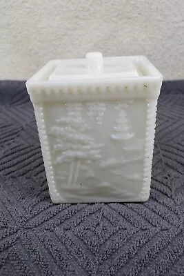 Vintage Westmoreland Specialty Milk Glass Oriental  3.75  Mustard Jar • $10.50