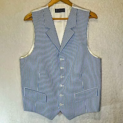 Paul Fredrick Cotton Seersucker 3 Pc Suit Blue/white Style RML50J Size 40 R • $185
