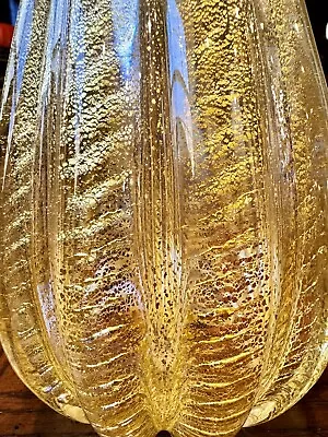 Vintage Murano Swirl Vase With Gold Glittering Flakes - Art Glass  - 7.75” Inch • $5.50