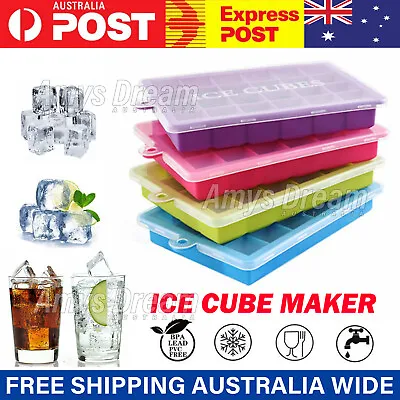 1~4pcs Silicone 24 Grids Ice Cube Tray With Lid Mold Maker Tool Square Mould MEL • $9.99