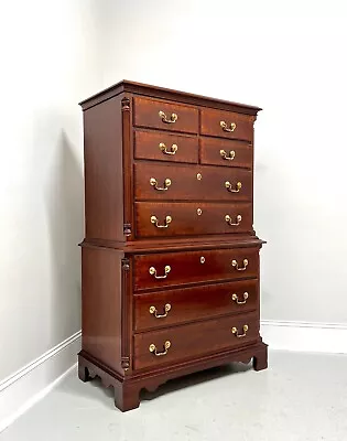 LEXINGTON Banded Mahogany Chippendale Chest On Chest • $1595
