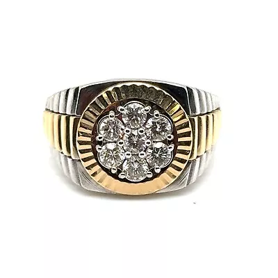 14kt Two-tone Gold 1.00ct Men's Diamond Kentucky Cluster Ring Size 11 15.6 Gram • $1299.99