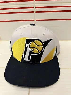 Mitchell And Ness Indiana Pacers White Shark Tooth Vintage Logo Snapback Hat Cap • $170