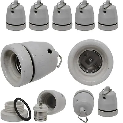 £64.95 • Buy 10 X Heat Lamp Holder With Hook E27 Screw In Porcelain Ceramic Glazed Lampholder