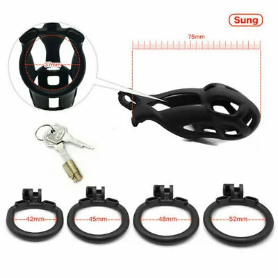 Male Chastity Cage Lock Device Kit W/ 4 Rings Virginity Device 5 Sizes Cobra UK • £12.79